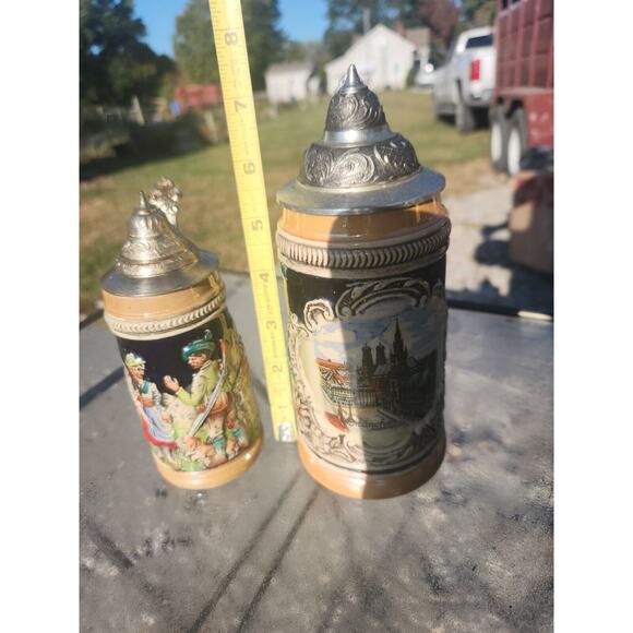 Hand Painted West German Handarbeit Gerzit Lidded Stein, and 1 one unknown maker - Picture 9 of 13